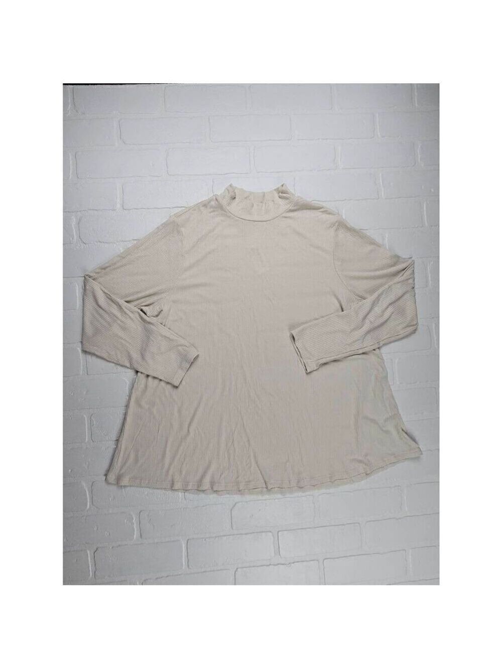 Old Navy Tan Rib Knit Mock Collar Tunic Top Large